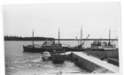 Boats at the dock in Moosonee in 1955