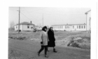 Women walking in downtown Moosonee